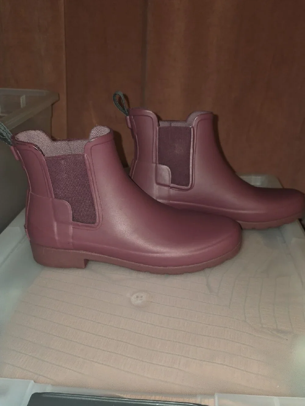 Hunter Burgundy Chelsea Rain Boots